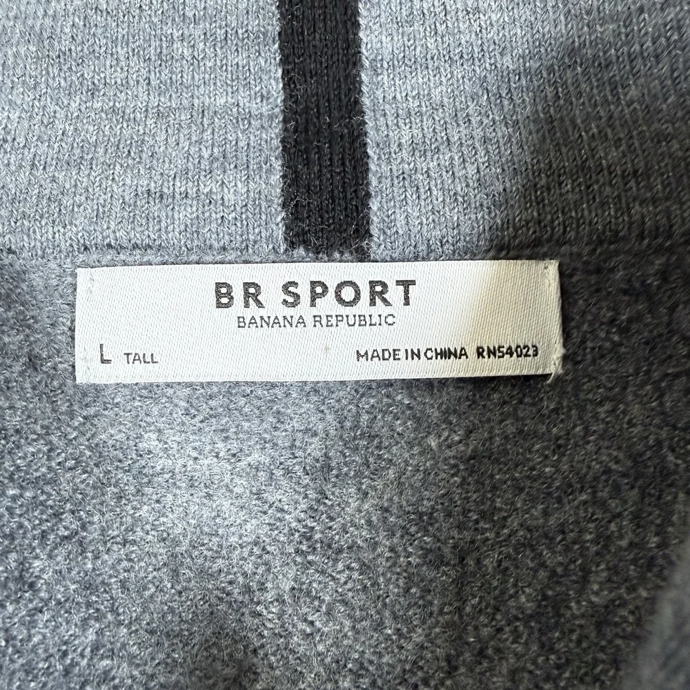 BR Sport Sweater Men's‎ Large Tall LT Gray Wool Blend Mock Neck 1/4 Zip